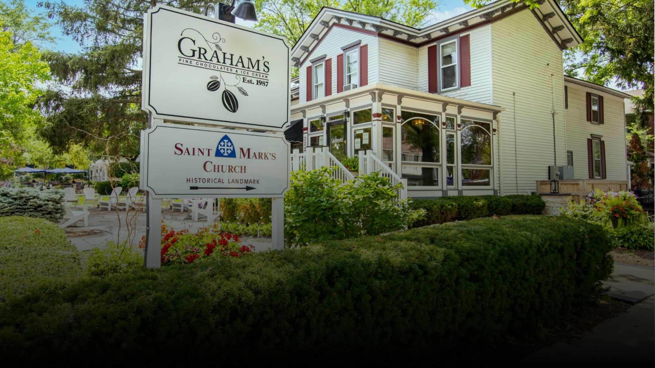 Exterior of Graham's Chocolates in Geneva, Illinois